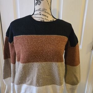 Men's Striped Sweater - Black, Brown, Tan